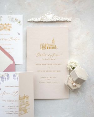gold foiled order of service wedding booklet