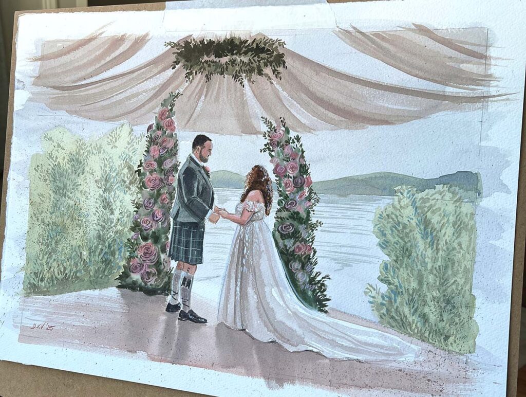 Lodge on the Loch Live Painting