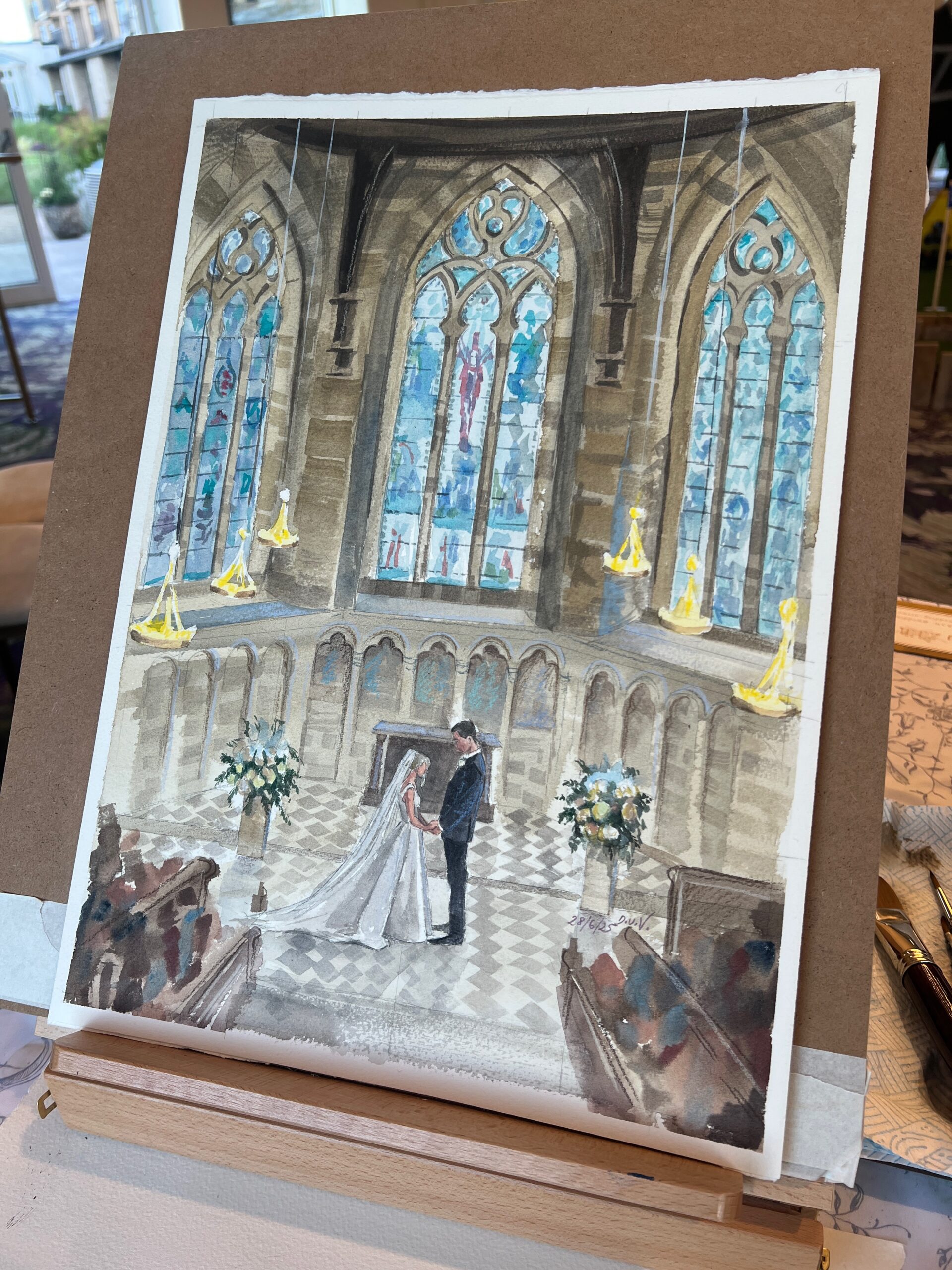 St Salvator's chapel St Andrews Live Wedding Painting