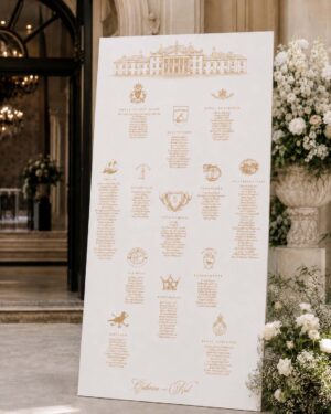 Scottish wedding sign free standing board with venue illustration