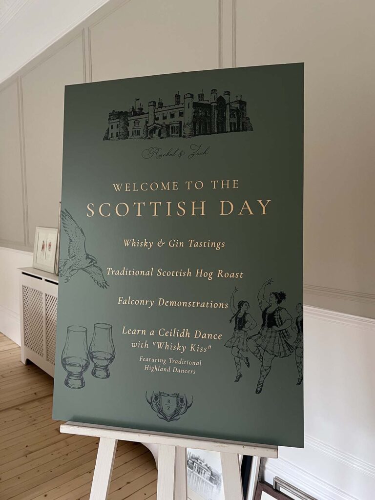 Welcome Sign Wedding Dundas Castle Scottish